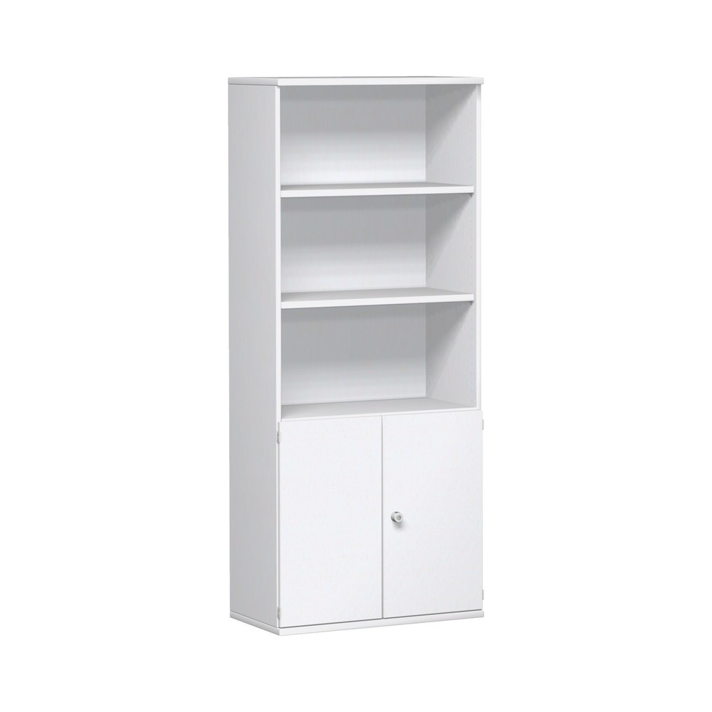 Armoire modulaire Profi avec portes en bois, 5 hauteurs de classeurs, blanc