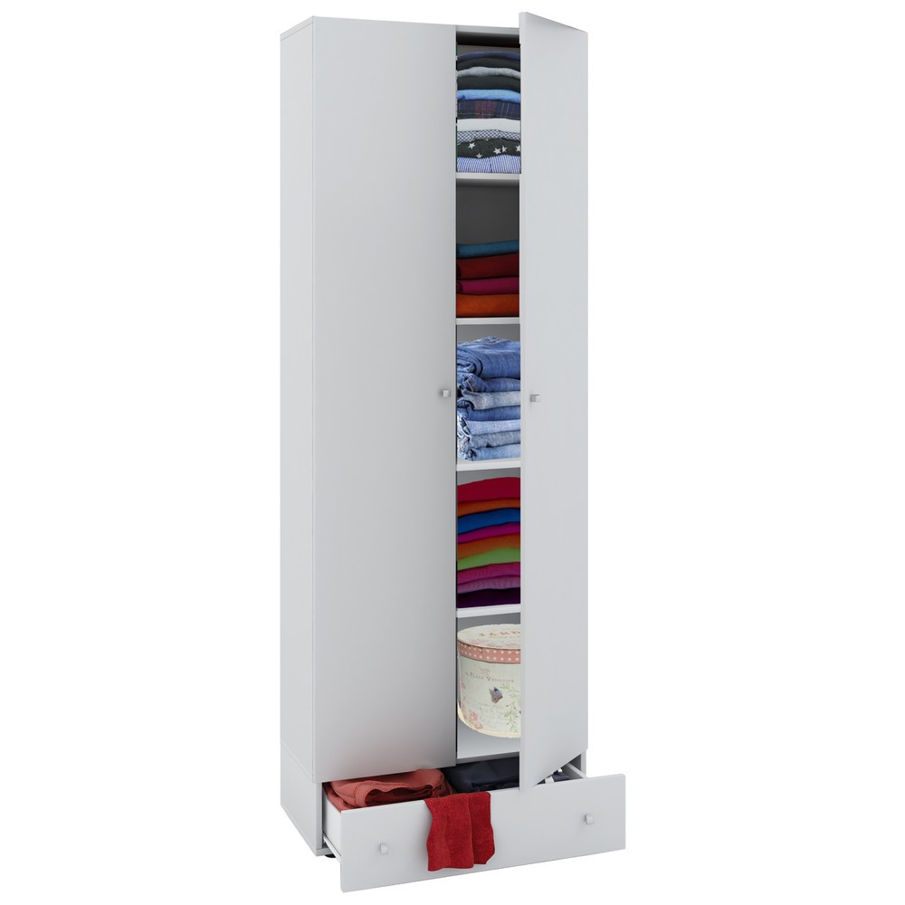 Armoire multifonction Vandol I avec portes et tiroirs, blanc