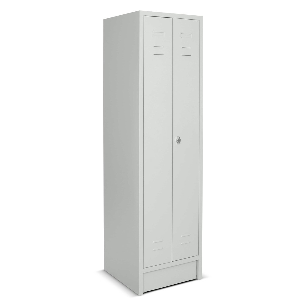 Armoire-penderie avec socle + fermeture à pêne tournant, 2 compartiments pour 1 personne, HxlxP 1 800 x 600 x 500 mm