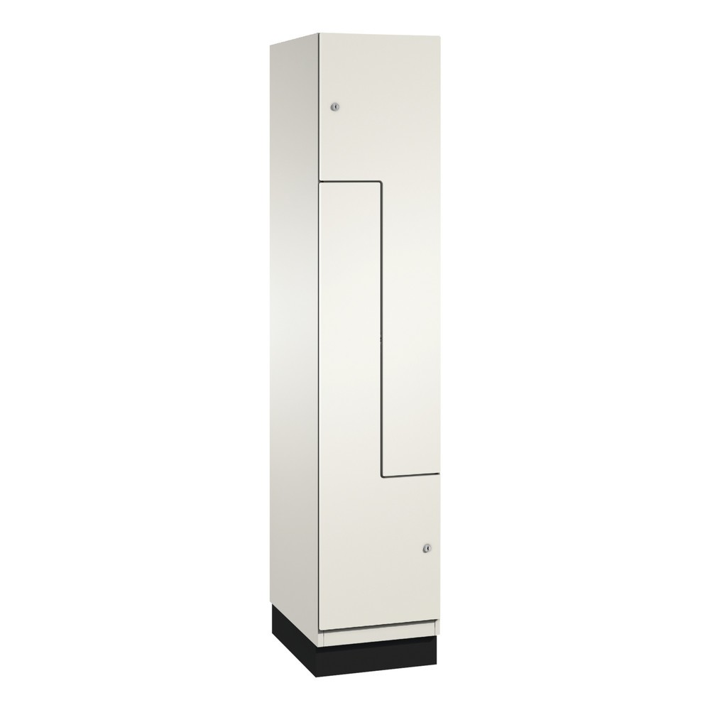 Armoire-penderie en Z C+P Cambio, 1 compartiment, largeur du compartiment 400 mm, HxlxP 1 980x400x525 mm, RAL 9016 blanc signalisation, décor blanc, socle