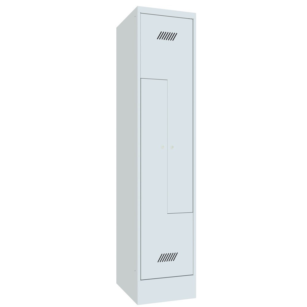 Armoire-penderie en Z PAVOY, 2 compartiments, H x l x P 1 850 x 430 x 500 mm, gris clair, gris clair