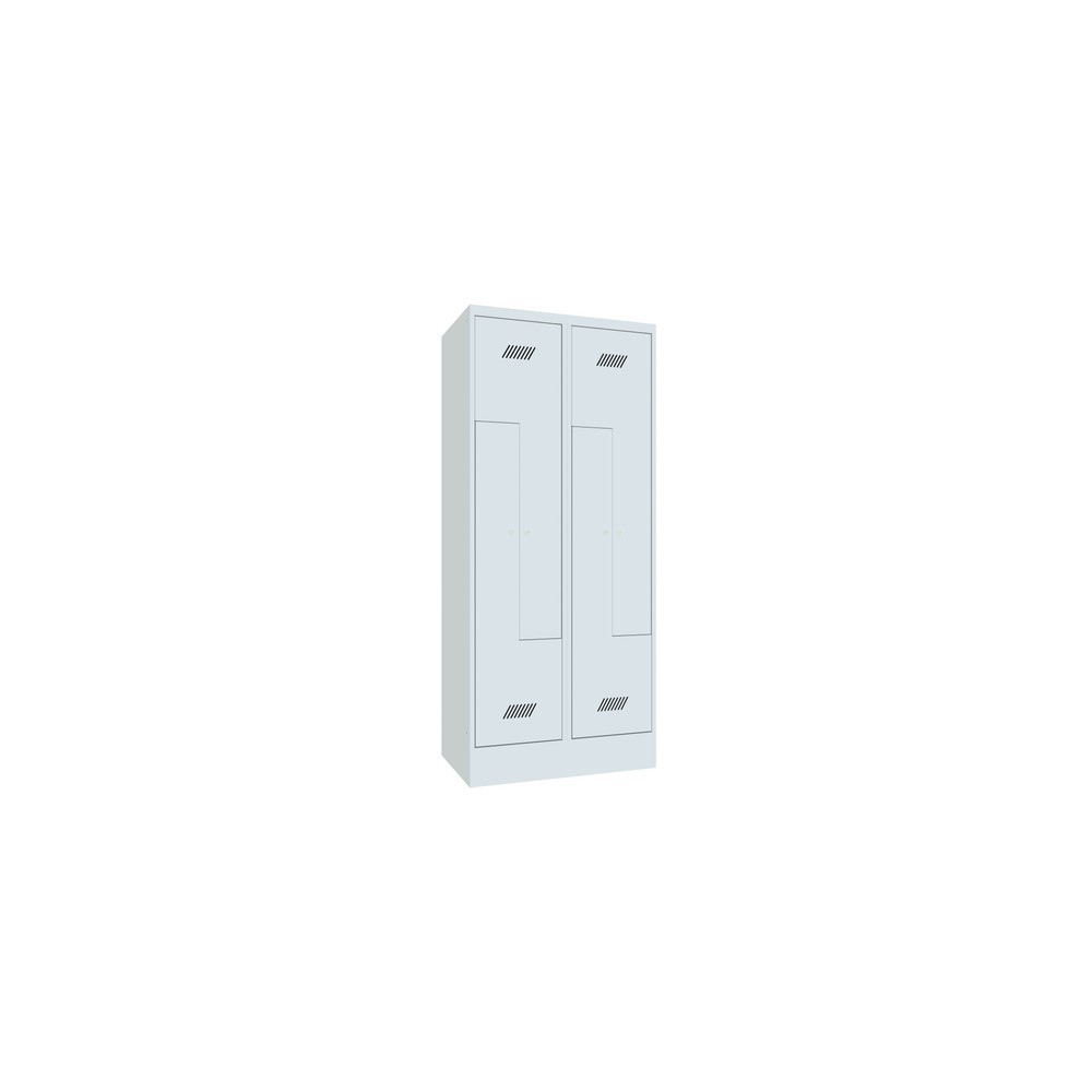 Armoire-penderie en Z PAVOY, 4 compartiments, H x l x P 1 850 x 830 x 500 mm, gris clair, gris clair