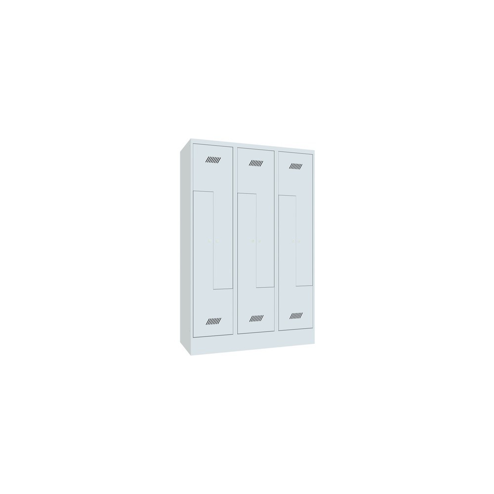 Armoire-penderie en Z PAVOY, 6 compartiments, H x l x P 1 850 x 1 230 x 500 mm, gris clair, gris clair