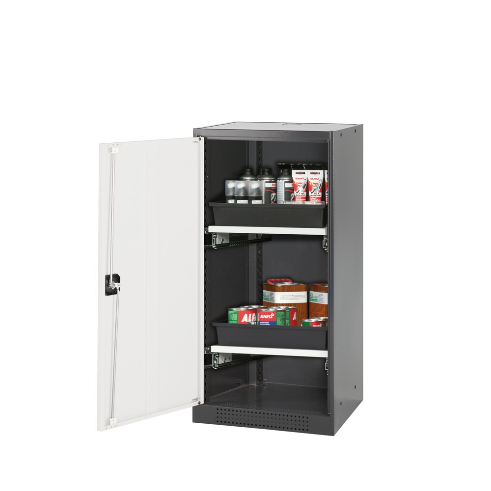 Armoire pour produits chimiques et toxiques asecos® avec tablettes extractibles, HxlxP 1 105 x 545 x 520 mm, blanc pur