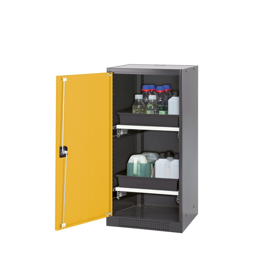 Armoire pour produits chimiques et toxiques asecos® avec tablettes extractibles, HxlxP 1 105 x 545 x 520 mm, jaune or