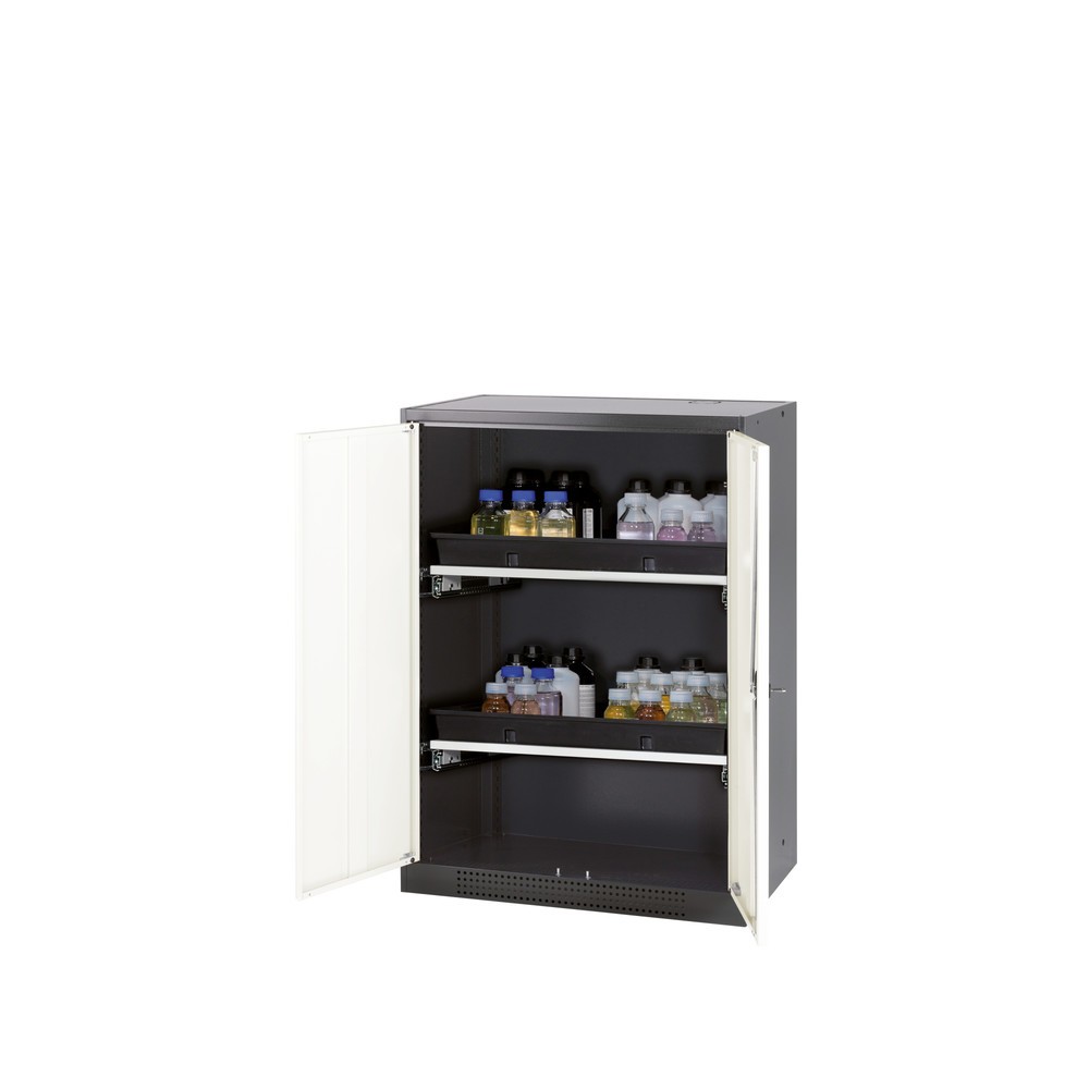 Armoire pour produits chimiques et toxiques asecos® avec tablettes extractibles, HxlxP 1 105 x 810 x 520 mm, blanc pur