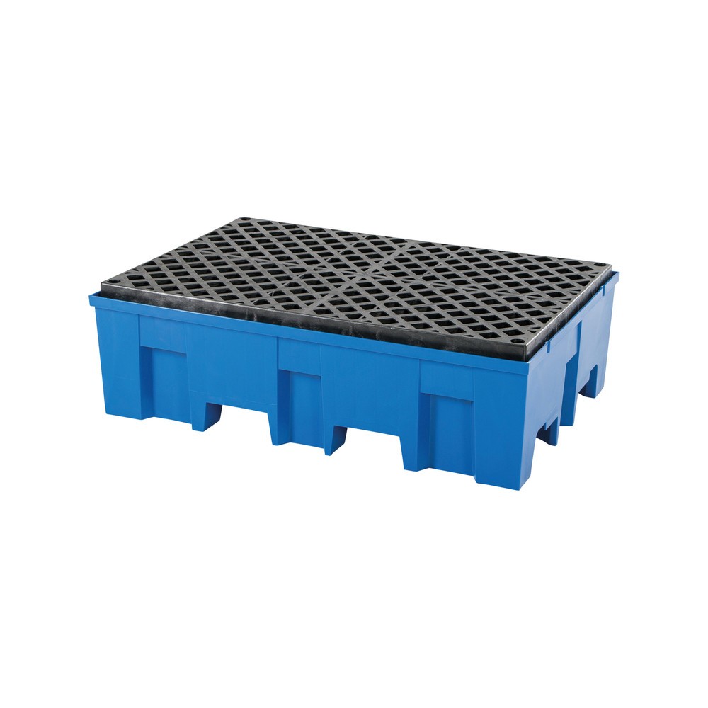 Bac collecteur asecos® en PE, 2x 200 l, HxIxP 350 x 865 x 1 245 mm, grille en PE