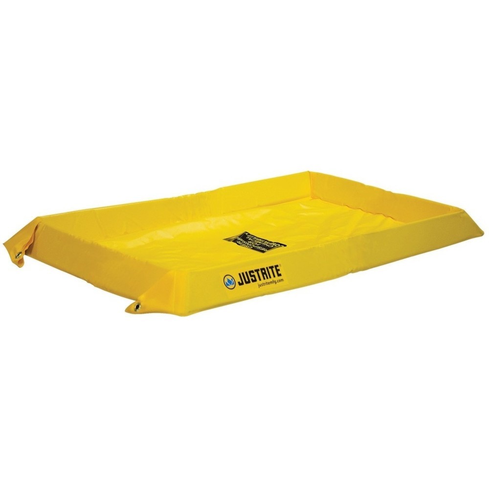 Bac pliable Justrite en PVC, hauteur de paroi 100 mm, dimensions intérieures 0,6 x 1,2 m, capacité 76 l