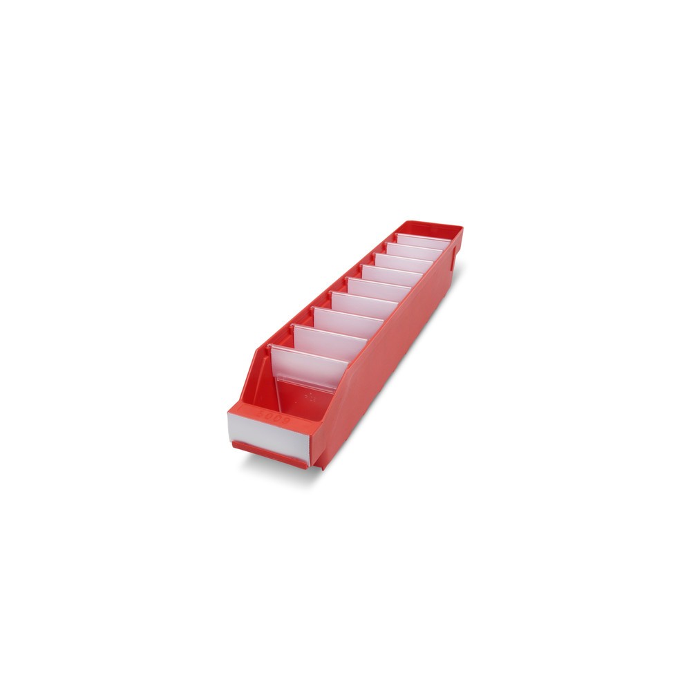 Bacs de rayonnage avec fenêtre de visualisation, l x P 90 x 500 mm, rouge