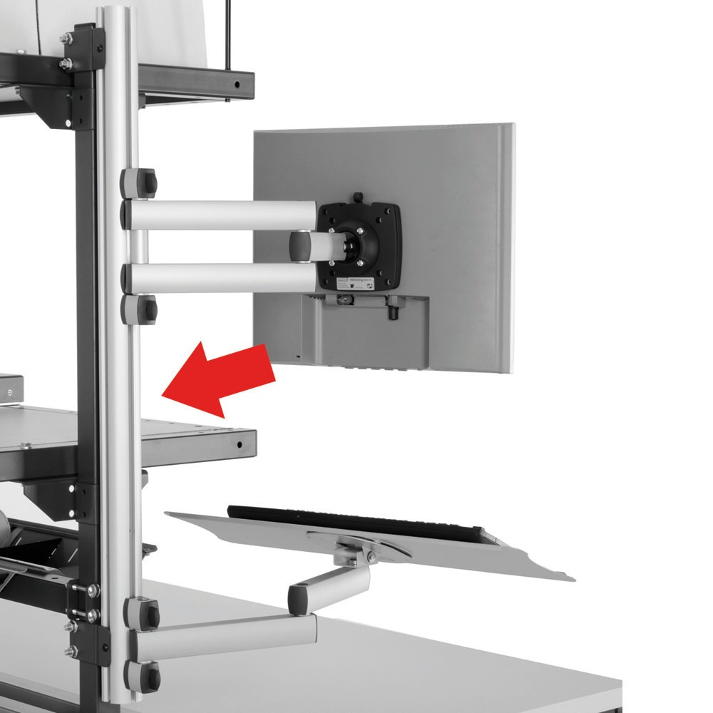 Baguette profilée pour bras articulés informatique, pour systèmes de table d’emballage, HxlxP 750 x 51 x 40 mm