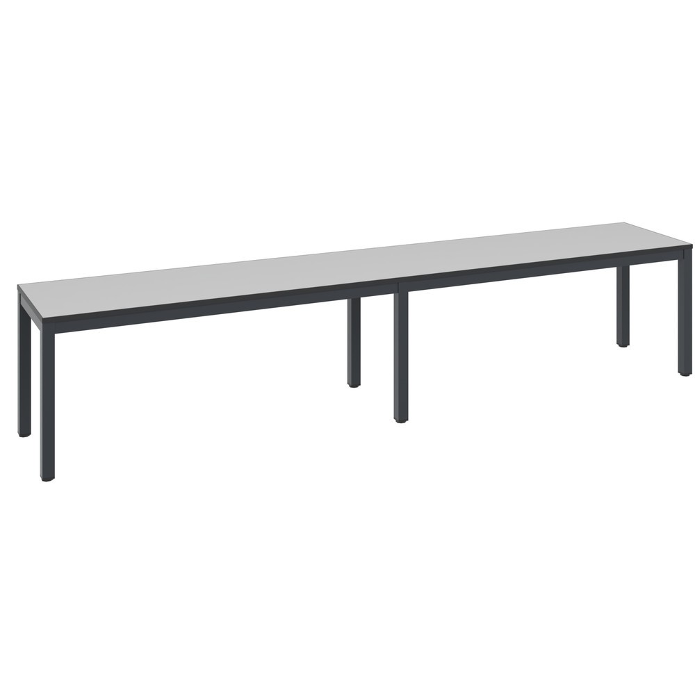 Banc pour vestiaire C+P Basic Plus, longueur 1 960 mm, gris-noir / gris-argent