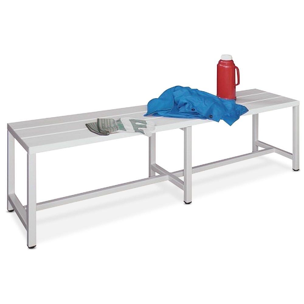 Banc pour vestiaire PAVOY, longueur 1 500 mm, sans porte-chaussure, bleu gentiane