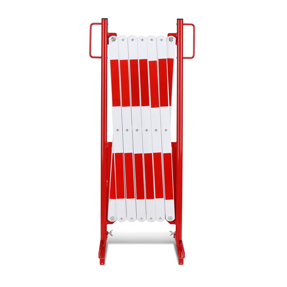 Barrière extensible dancop, pied des deux côtés, largeur 4 000 mm, rouge/blanc