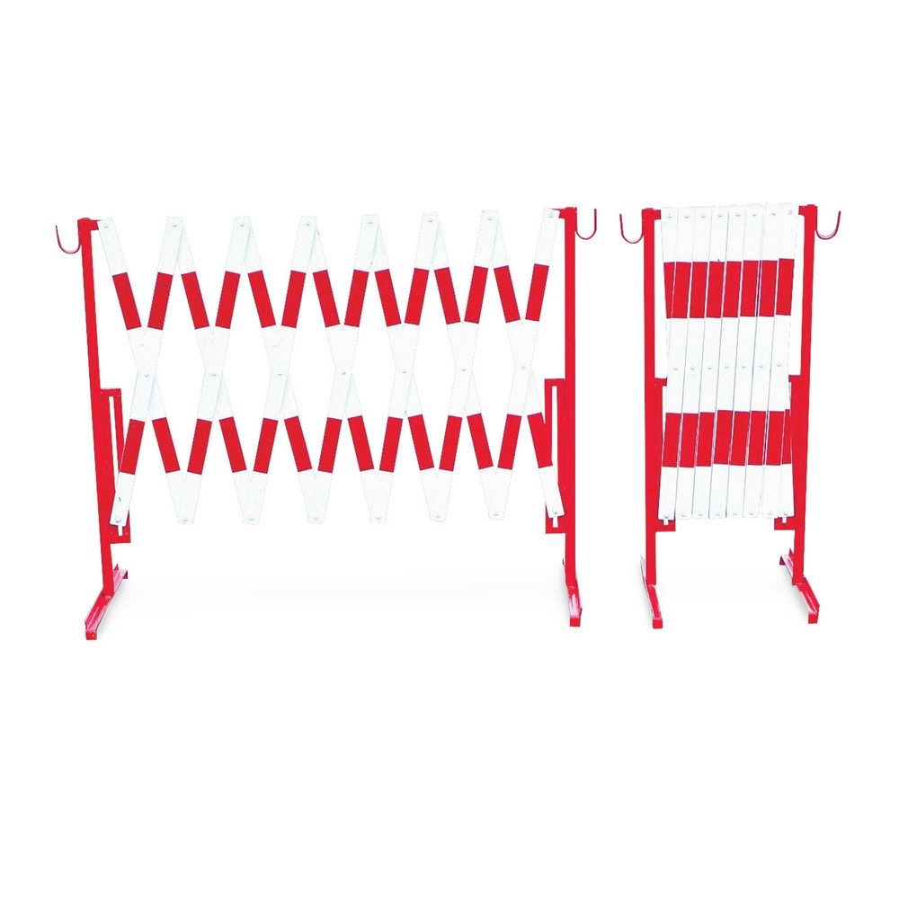 Barrière extensible en acier, rouge/blanc