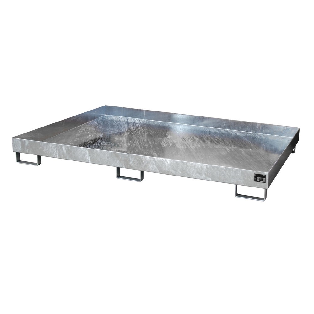 Bauer® Bac-support, H x l x P 225 x 1 300 x 2 150 mm, volume de collecte 240 l, sans caillebotis, galvanisé à chaud