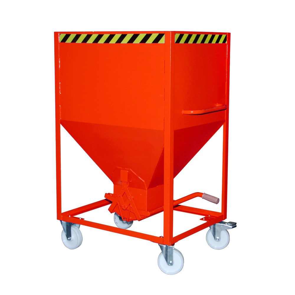 Bauer® Silo avec fermeture en ciseaux + roulettes, peint, volume 0,6 m², RAL 3000 rouge feu