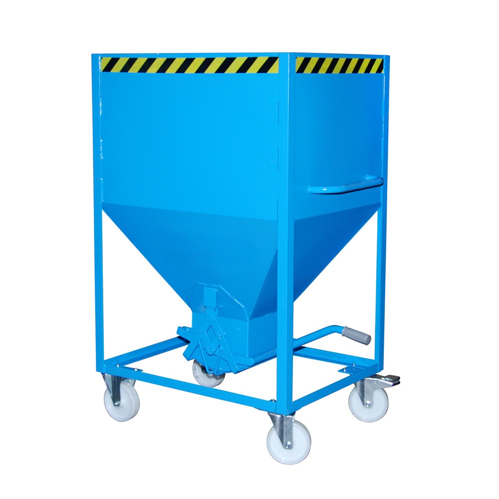 Bauer® Silo avec fermeture en ciseaux + roulettes, peint, volume 0,6 m², RAL 5012 bleu clair