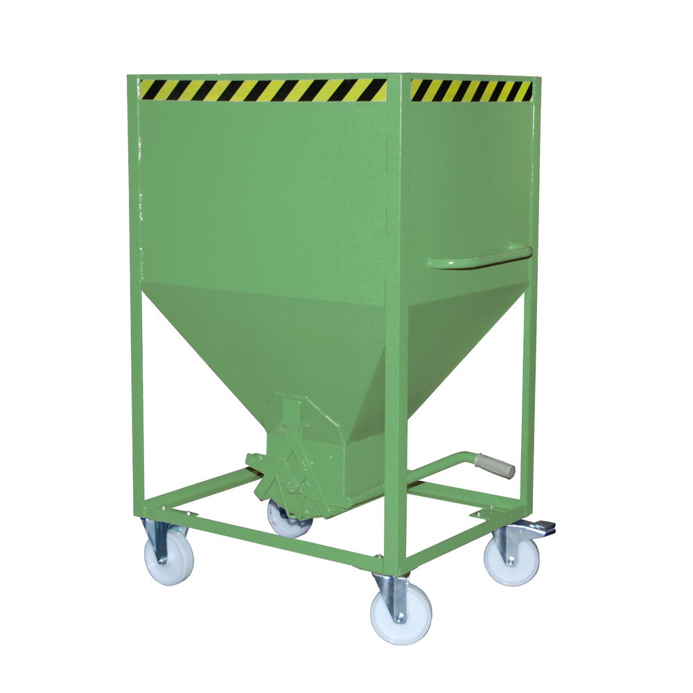 Bauer® Silo avec fermeture en ciseaux + roulettes, peint, volume 0,6 m², RAL 6011 vert réséda