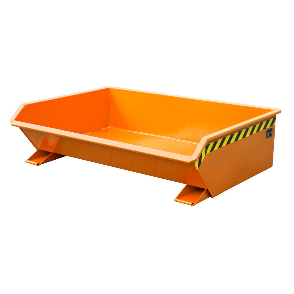 Bauer® Mini benne basculante, très faible hauteur de construction, peinte, volume 0,61 m³, RAL 2000 orangé jaune