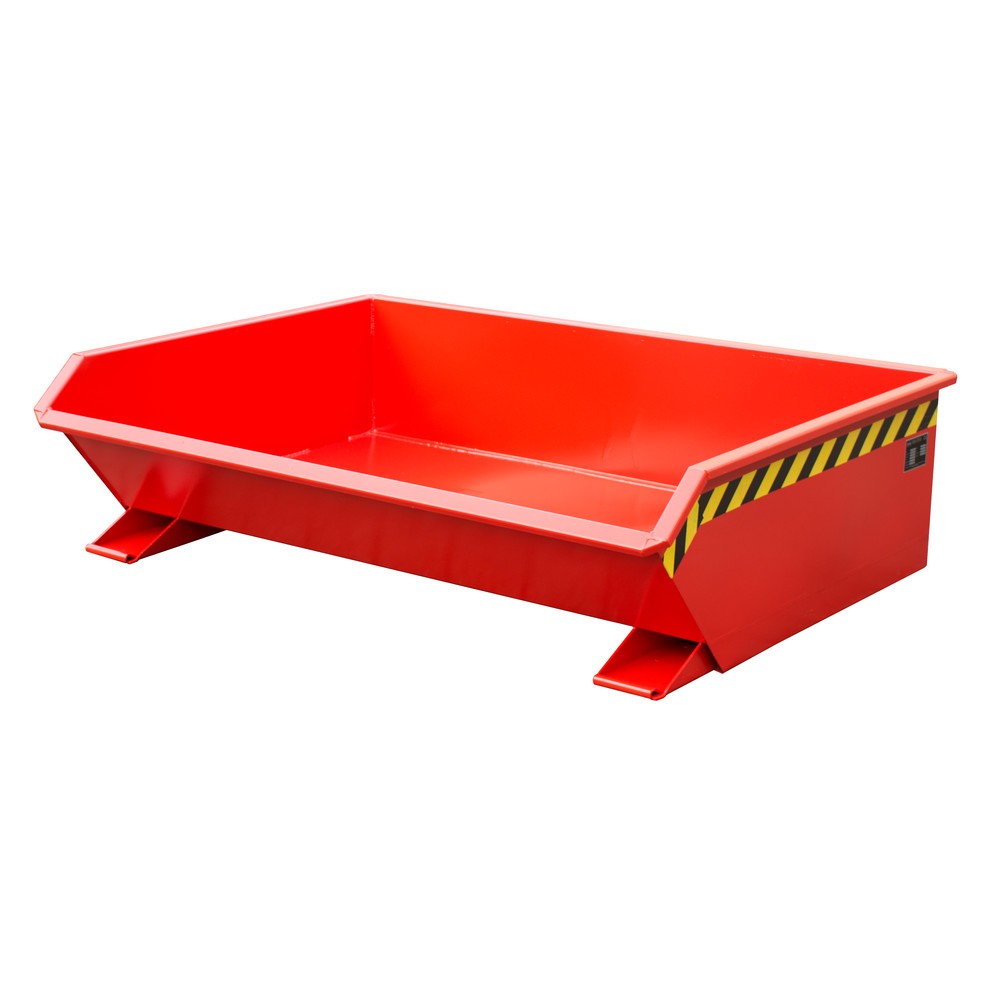 Bauer® Mini benne basculante, très faible hauteur de construction, peinte, volume 0,61 m³, RAL 3000 rouge feu