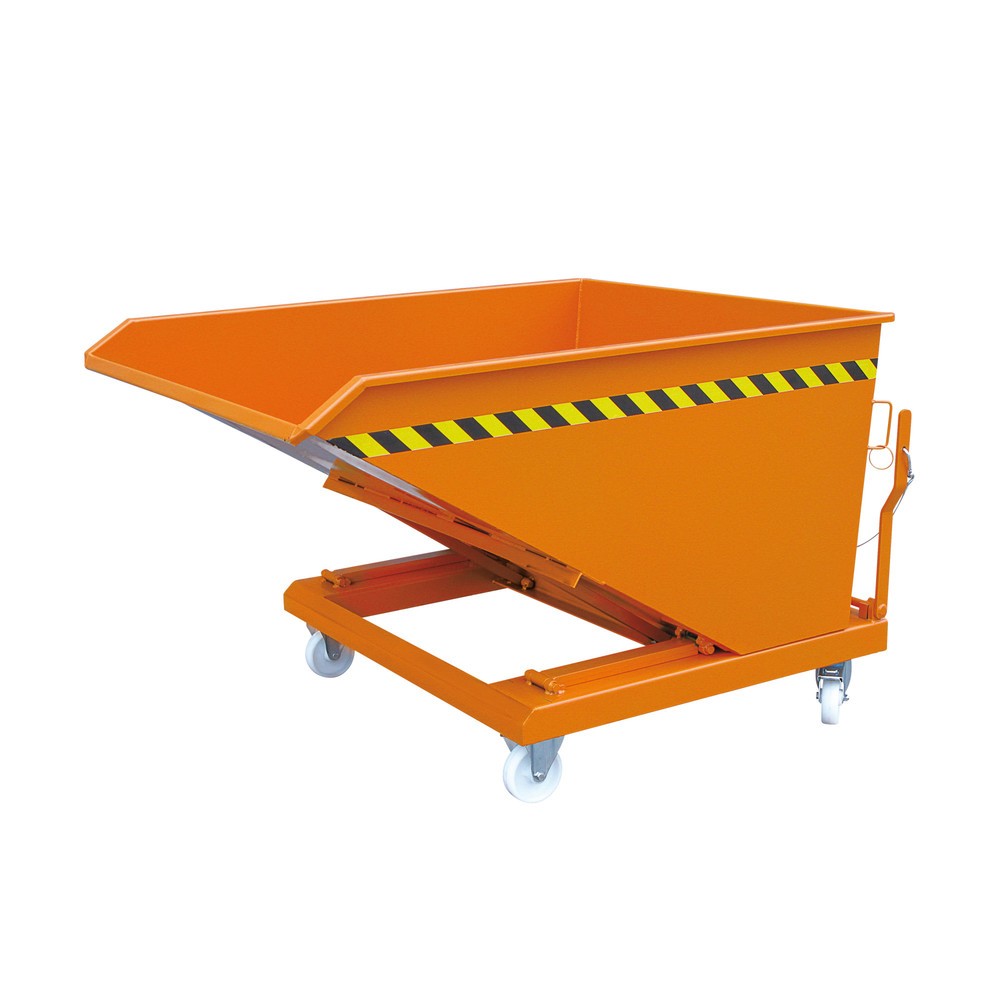 Benne basculante Eichinger® hauteur de construction faible, 1 000 kg, 300 litres, orangé pur