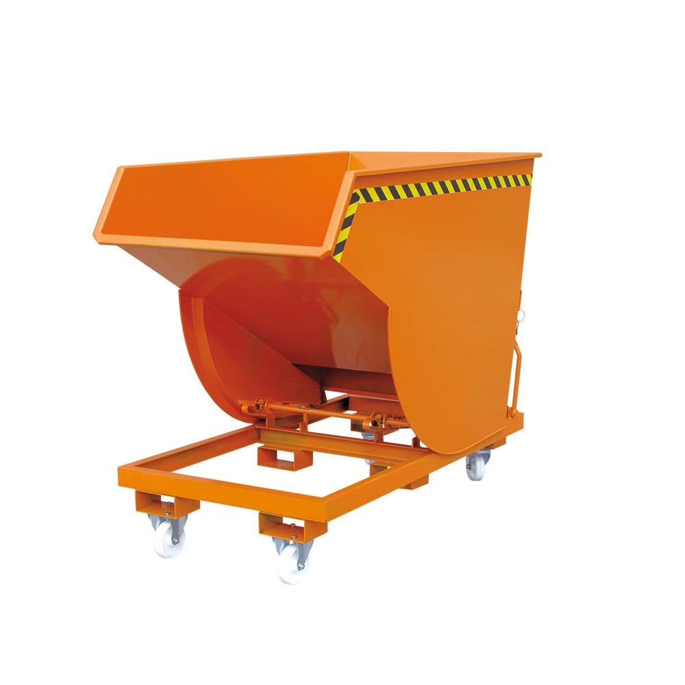 Benne basculante Eichinger® hauteur de construction élevée, 1 500 kg, 300 litres, orangé pur