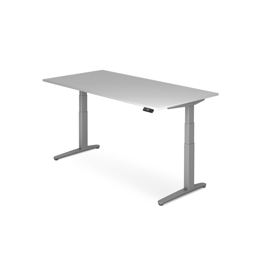 Bureau avec commutateur mémoire, pied en C réglable en hauteur lxP 2 000 x 1 000 mm, gris