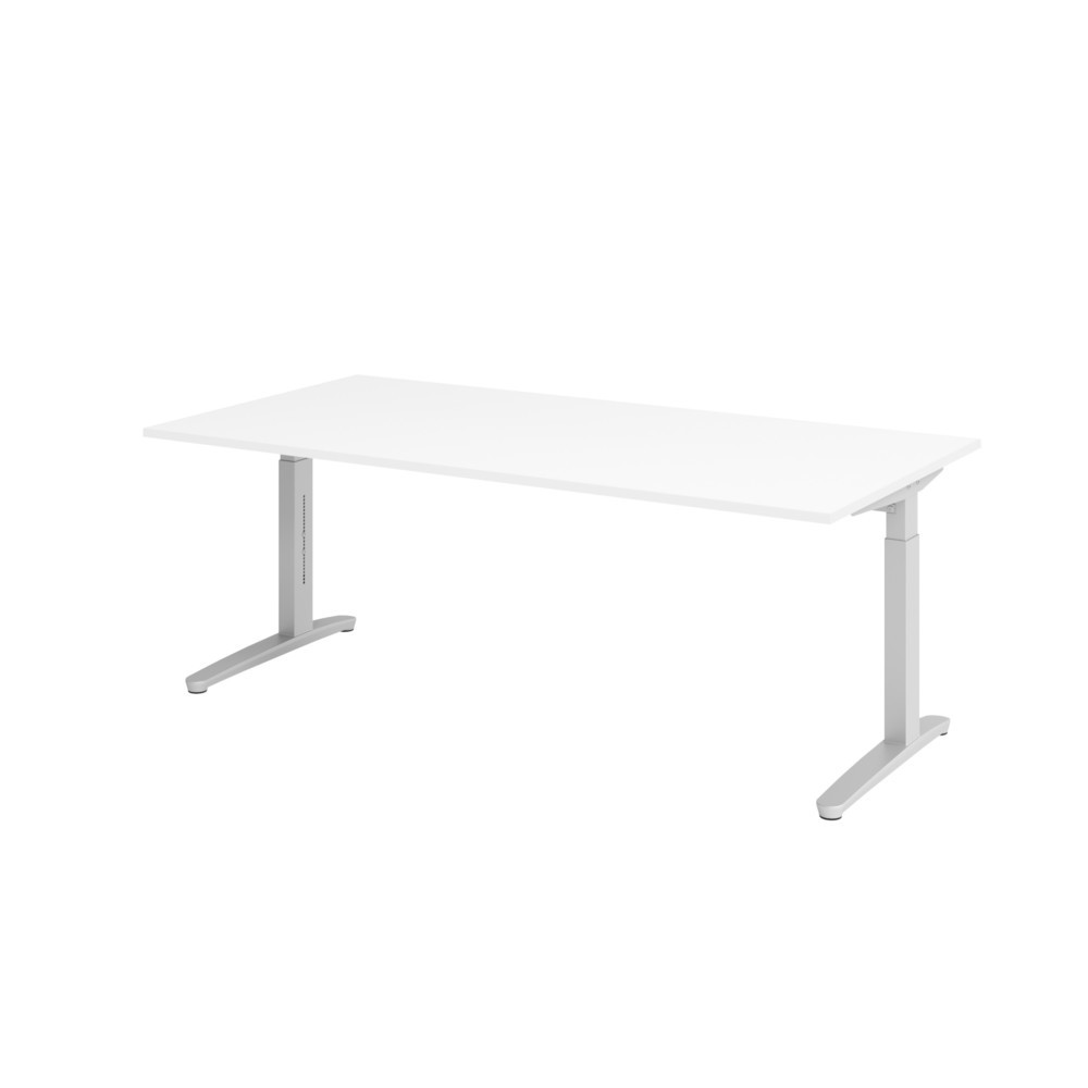 Bureau, pied C réglable en hauteur lxP 2 000 x 1 000 mm, blanc