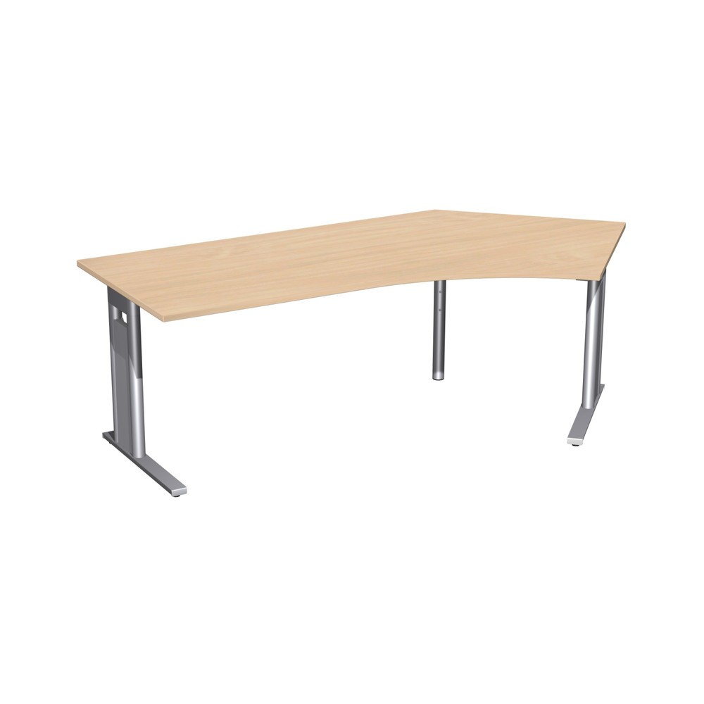 Bureau Profi, pied en C, forme libre 135° à droite, l x P 2 166 x 1 130 mm, hêtre