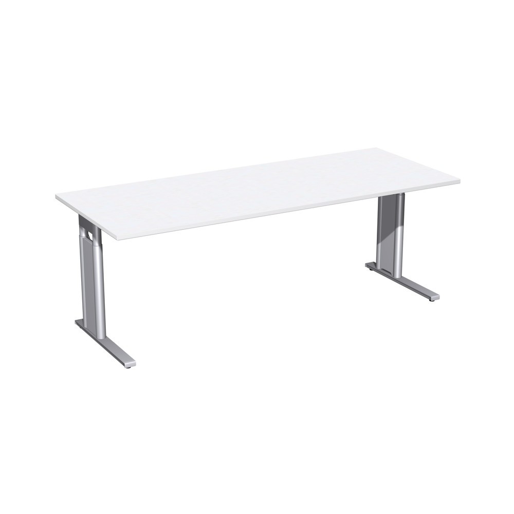 Bureau Profi, bâti à pied en C, réglable en hauteur, l x P 2 000 x 800 mm, blanc