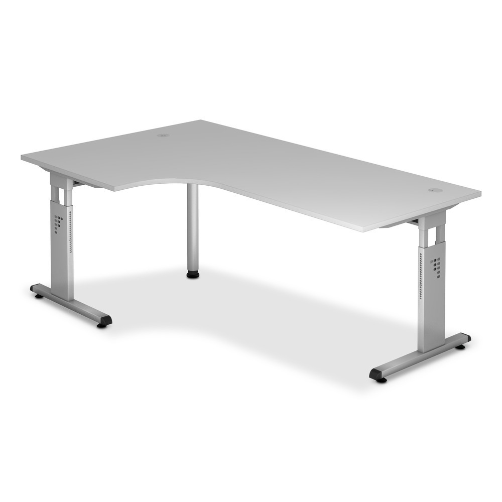 Bureau Solid, en angle de 90°, bâti à pied en C, lxP 2 000 x 1 200 mm, gris