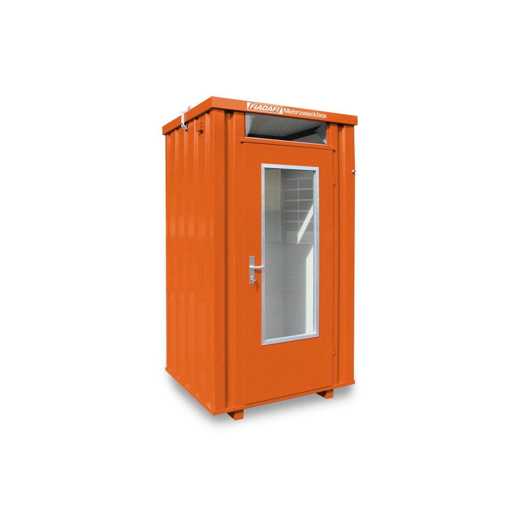 Cabine polyvalente FLADAFI® MZB 2700, galvanisée, montée, sans aménagement, porte à un battant, au centre du côté large