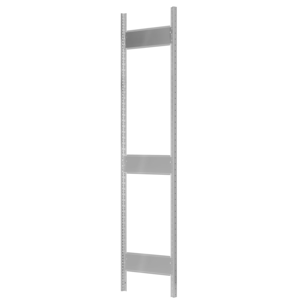 Cadre profilé en T MULTIplus pour rayonnage à tablettes SCHULTE, gris clair, prémonté, 3 traverses de profondeur, HxP 2 500 x 400 mm