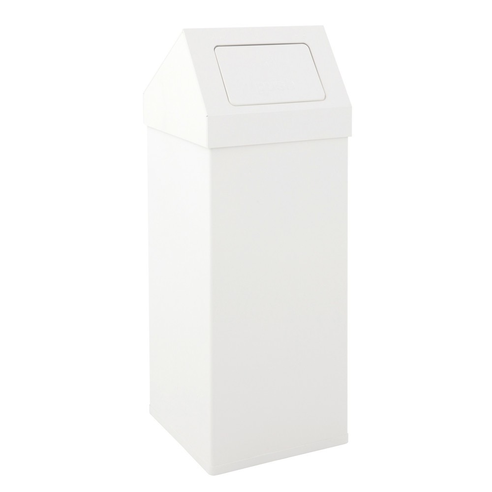 Poubelle Push CARRO, 110 litres, en aluminium, blanc