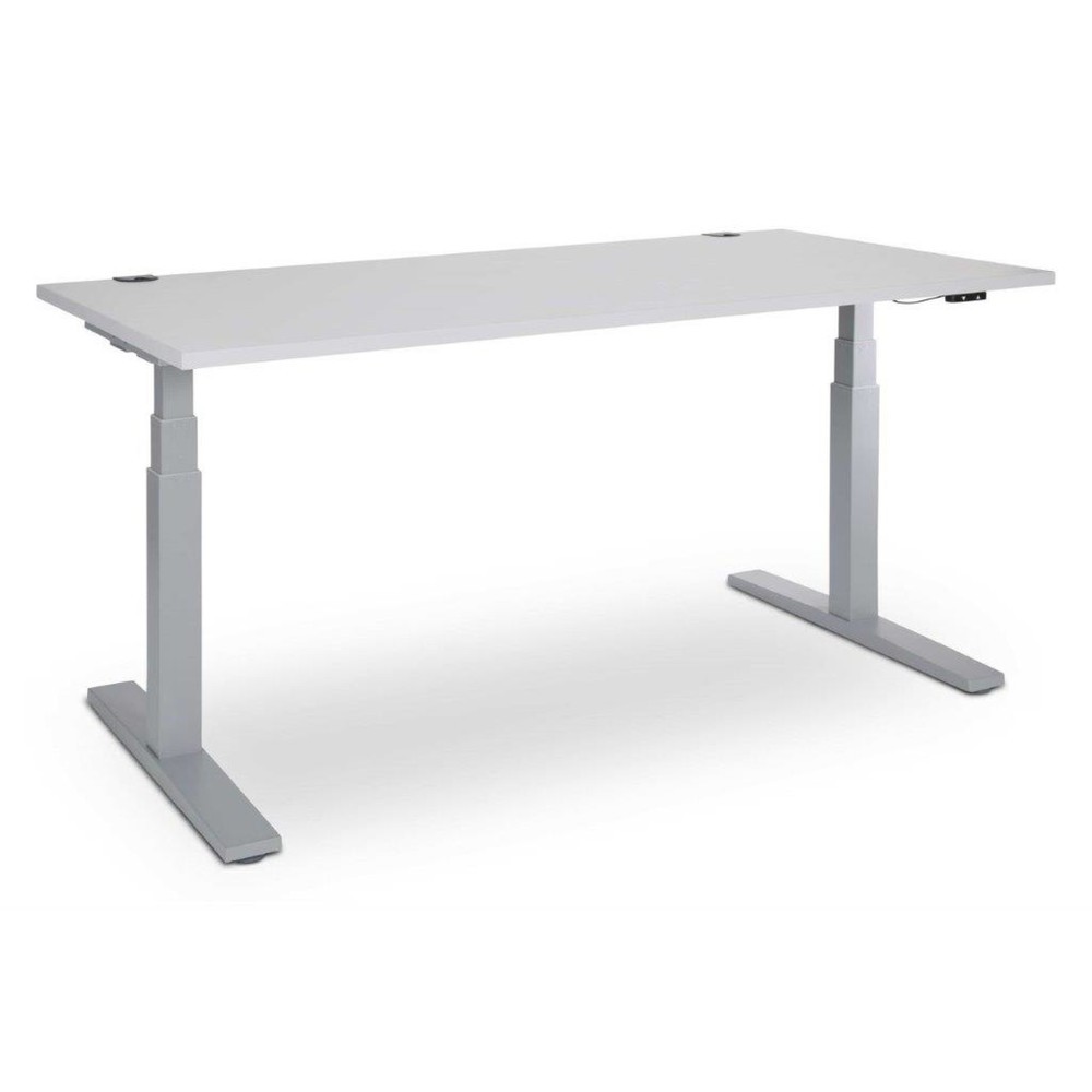 Bureau, réglage en hauteur électrique, surface insensible aux rayures, HxlxP 610-1 250 x 1 800 x 800 mm, blanc / argent