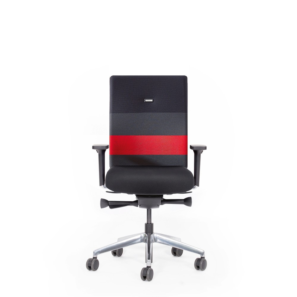 Chaise de bureau lento agilis AG10, noir, 100 % polyester, avec bandes contrastées rouges