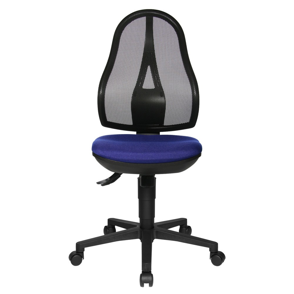 Chaise de bureau pivotante Topstar® Open Point Syncro, chaise ergonomique, dossier en mesh, bleu