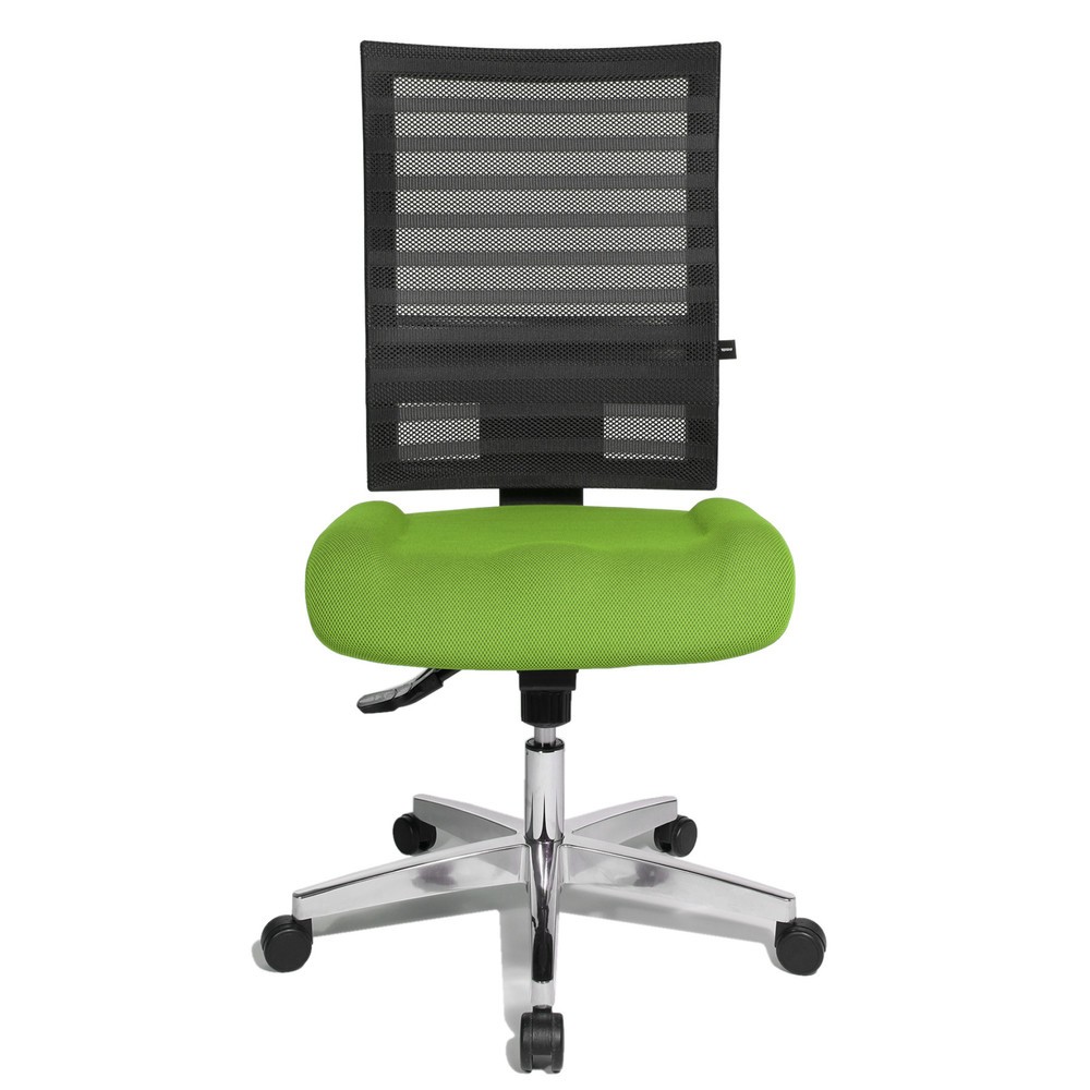 Chaise de bureau pivotante Topstar® P91-NET, dossier en mesh noir, siège vert pomme