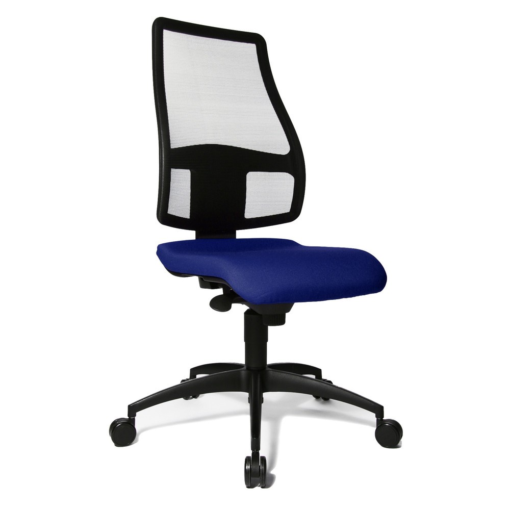 Chaise de bureau pivotante Topstar® Syncro, dossier en mesh respirant, bleu royal