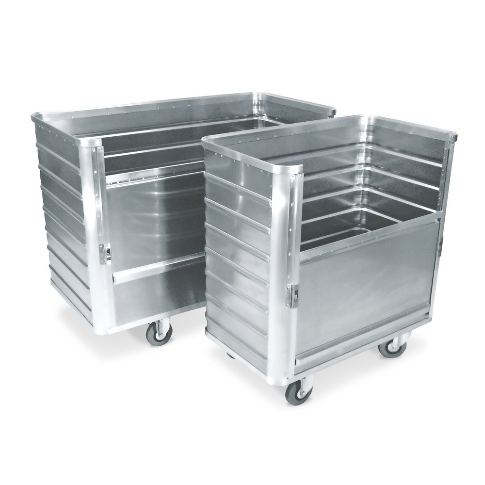 Chariot-caisse en aluminium avec paroi semi-abaissable, 355 litres