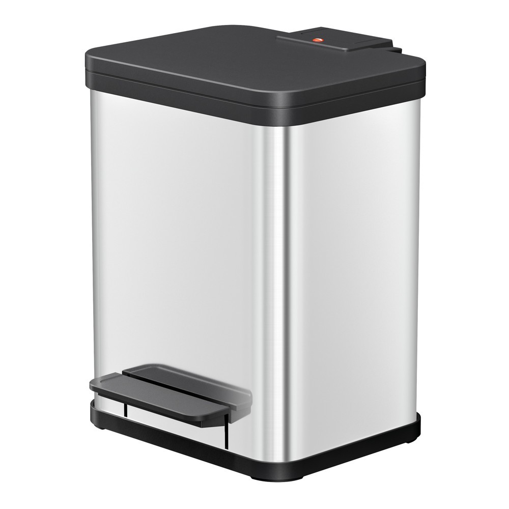 Collecteur de matériaux à pédale Hailo Öko duo Plus M, 2x 9 litres, mécanisme de fermeture en douceur, acier inoxydable