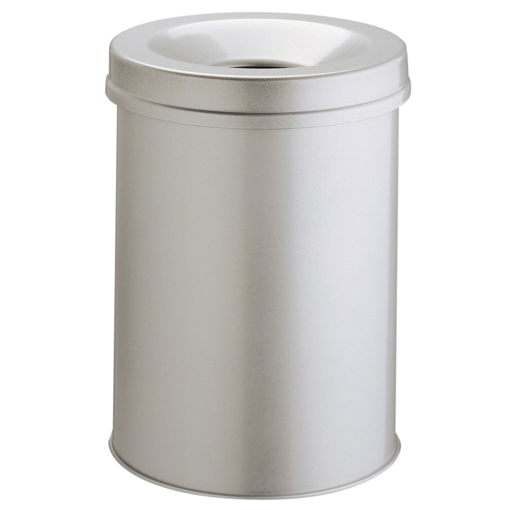 Corbeille à papier de sécurité DURABLE®, en acier, 15 litres, couvercle étouffoir, grise