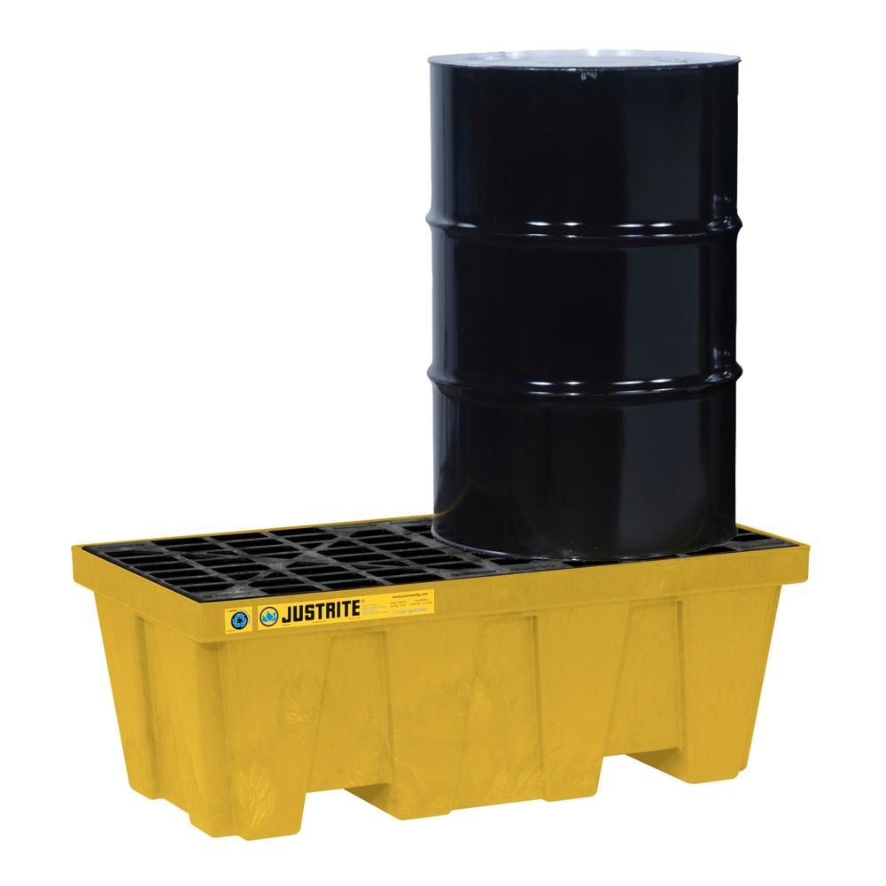 Bac de rétention Justrite®, 2 x 200 l, capacité 250 l, jaune