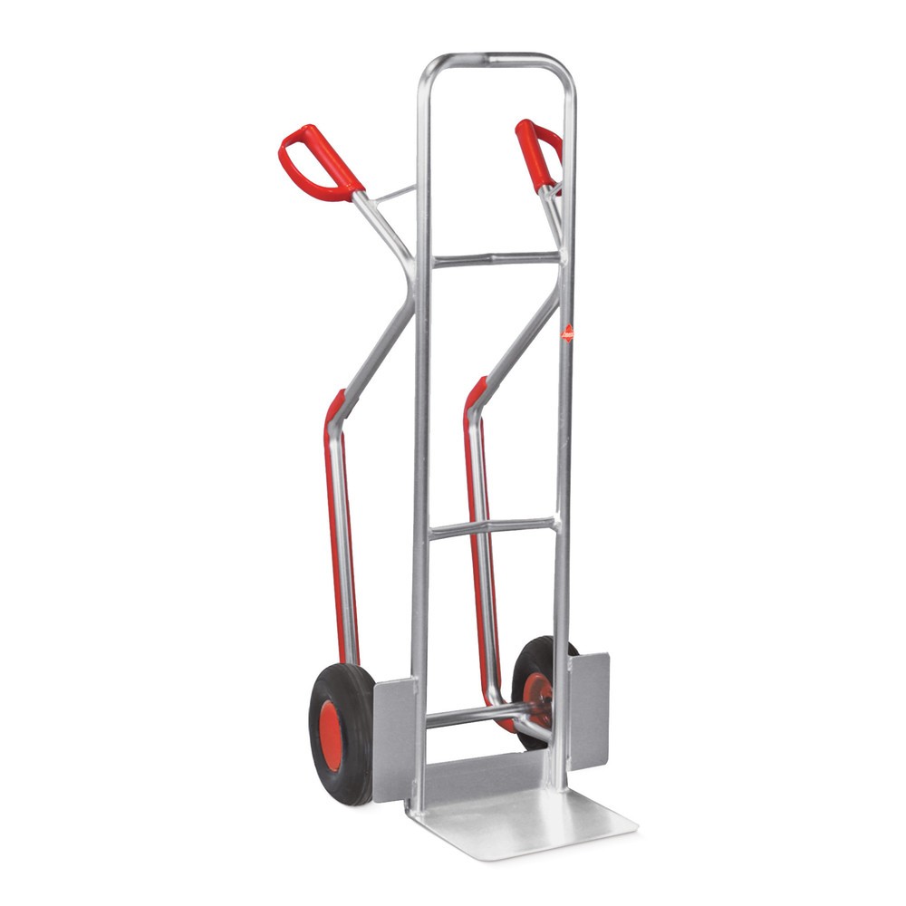 Diable d’empilage Ameise®, aluminium, avec patins, capacité de charge 200 kg, bavette l x P 320 x 250 mm, pneus gonflables