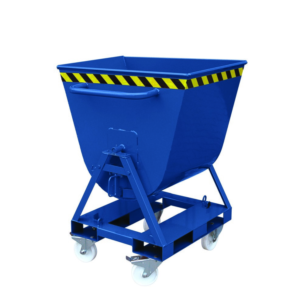 Eichinger® Benne basculante basculable des 2 côtés, accessible des 4 côtés, 500 kg, 300 litres bleu gentiane