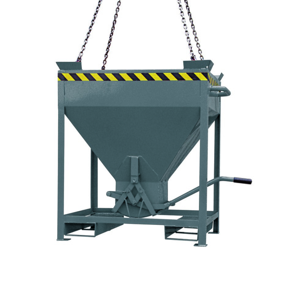 Eichinger® Conteneur silo entrées de fourche et œillets de grue, sortie centrale commandé par levier, 300 litres, gris anthracite