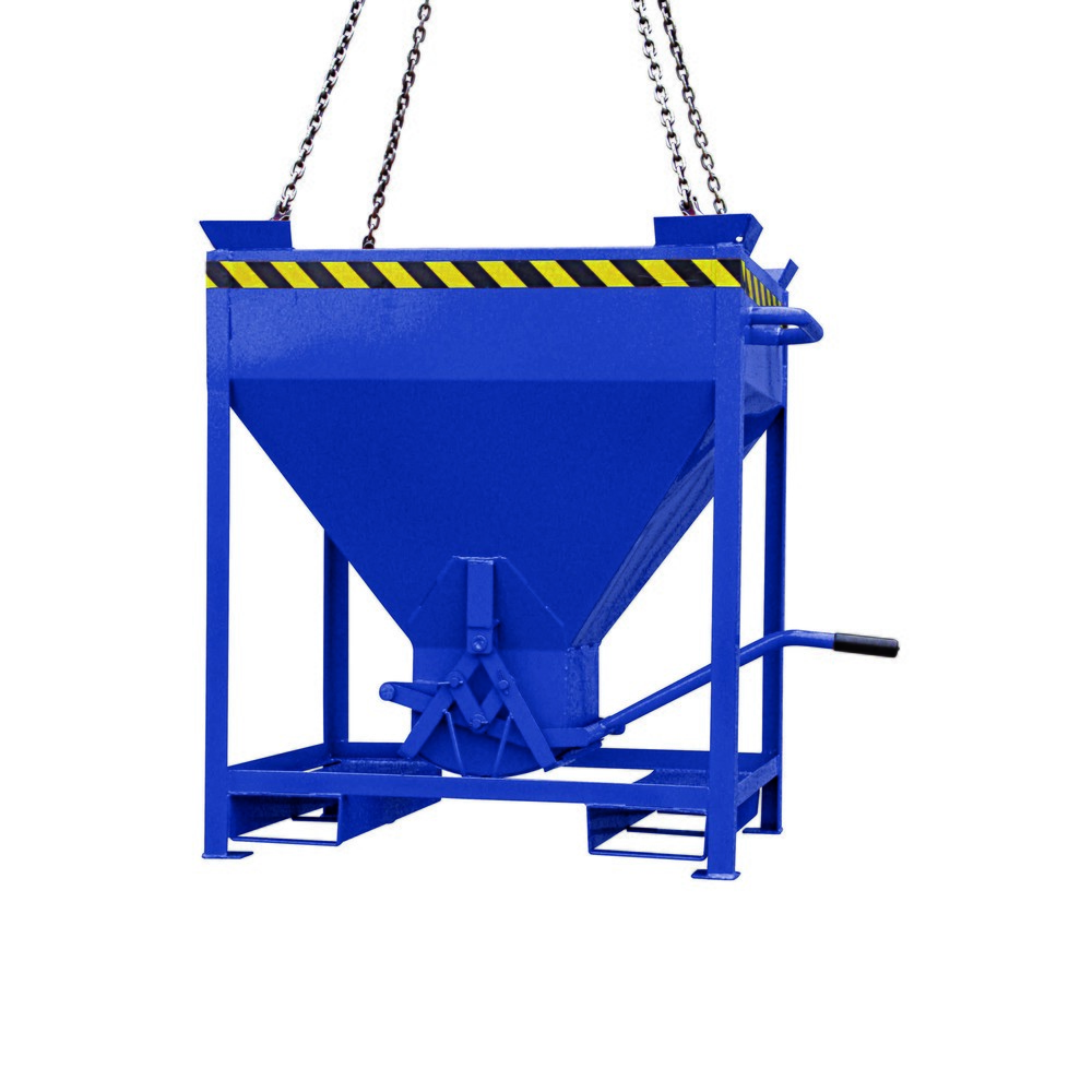 Eichinger® Conteneur silo entrées de fourche et œillets de grue, sortie centrale commandé par levier, 300 litres, bleu gentiane