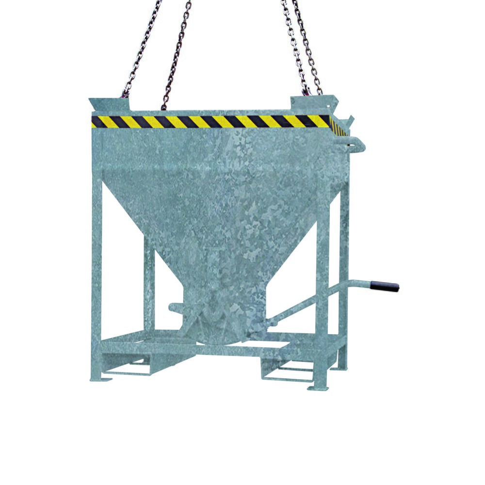 Eichinger® Conteneur silo entrées de fourche et œillets de grue, sortie centrale commandé par levier, 600 litres, galvanisé à chaud