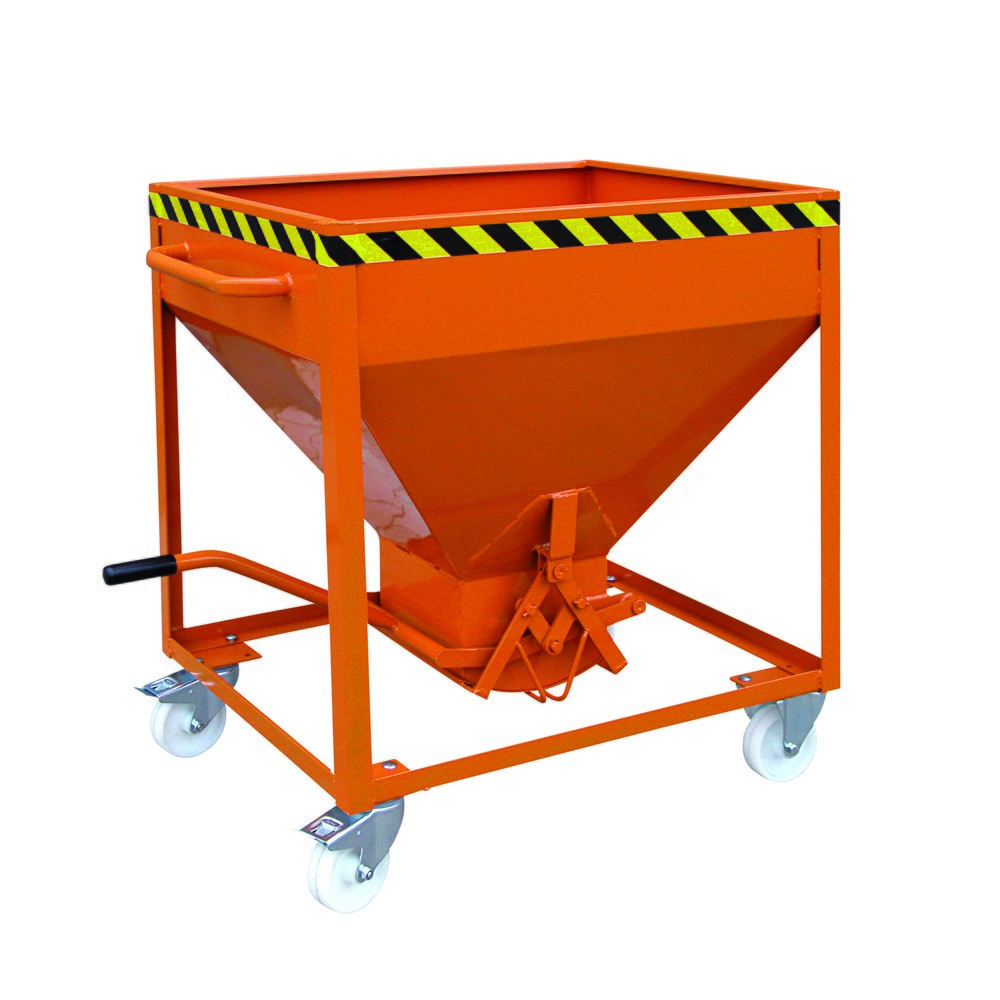 Eichinger® Conteneur silo sur roulettes, sorti centrale commandée par levier, 300 litres, orangé pur