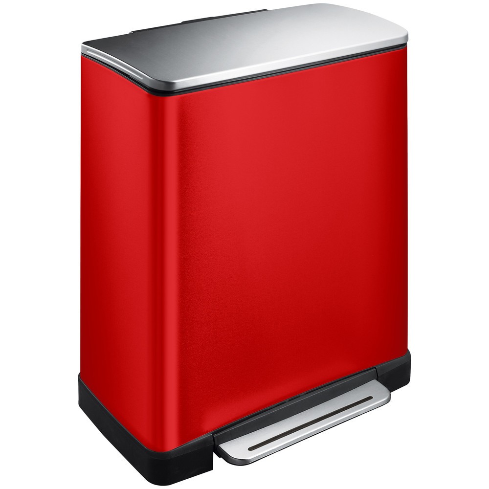 Poubelle à pédale E-Cube EKO, 1 x 28 + 1 x 18 litres, rouge